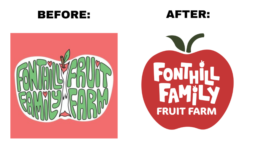 Fonthill Family Fruit Farm Logos, before and after BCIC's transformation